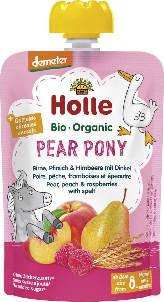 Holle Pear Pony Bio ovocné pyré hruška broskev
