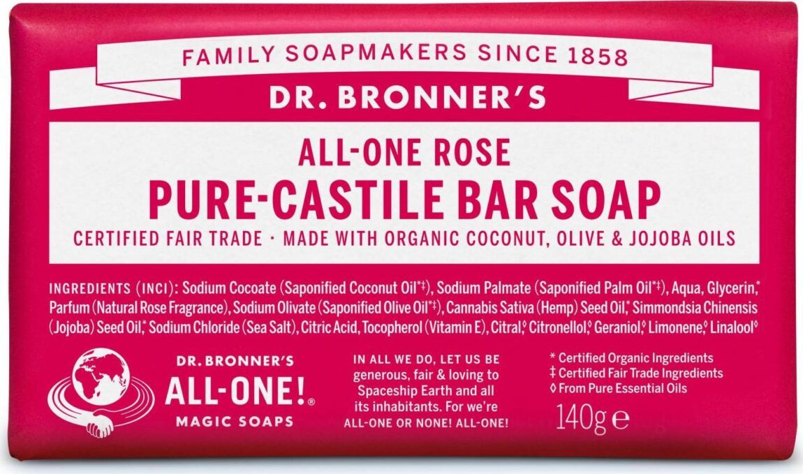 Dr. Bronner's Tuhé mýdlo Rose